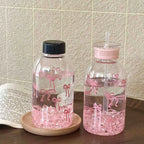 600ml Cute Bow Water Bottle Leak Proof Portable Drink Cup