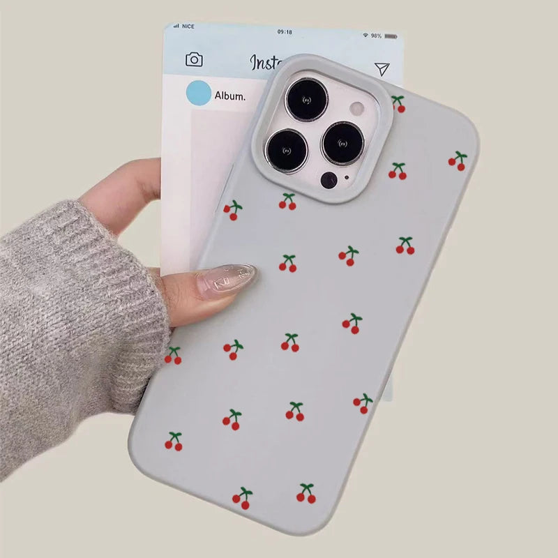 Cute Cherry Cartoon Case for iPhone 11 12 13 14 15 16 17 Pro Max