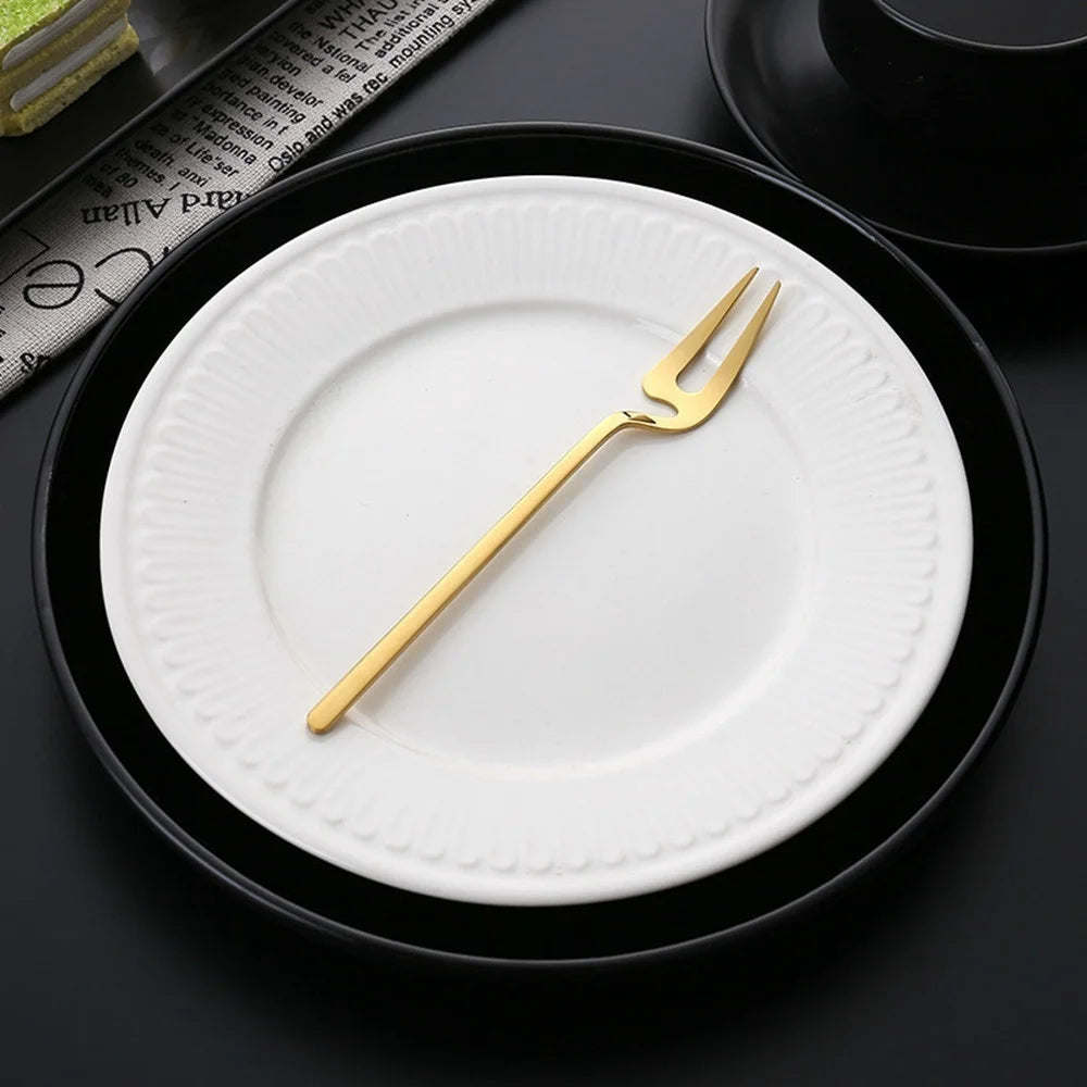 Stainless Steel Fruit Fork Dessert, Salad & Cocktail Pickle Fork Tableware