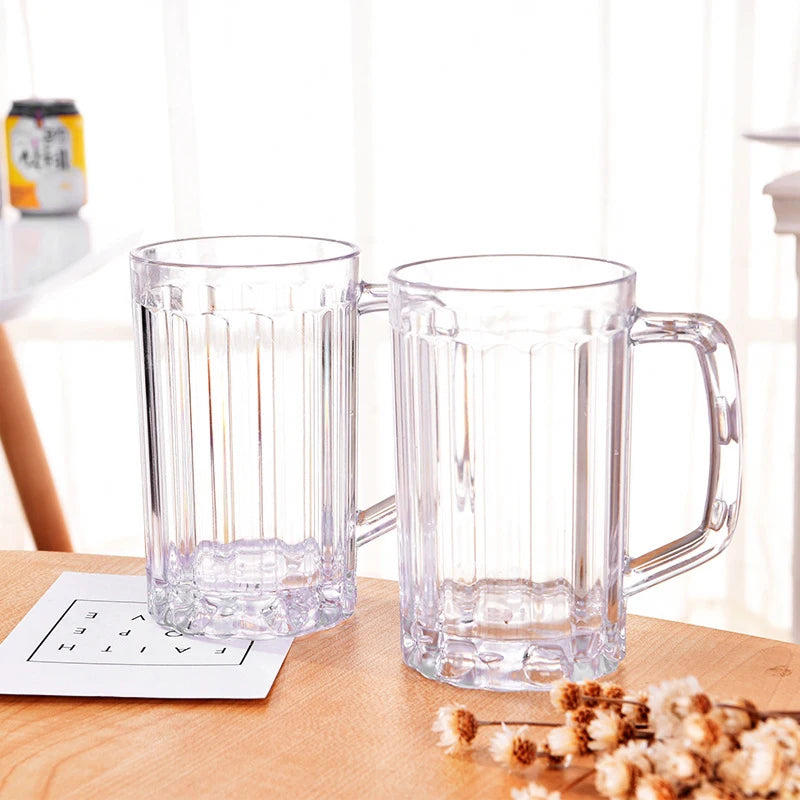 500ml Transparent Plastic Beer Mug Unbreakable Drink Cup