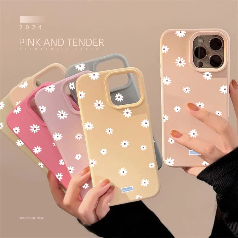 Cute Daisy Flower Case for iPhone 11 12 13 14 15 16 17 Pro Max