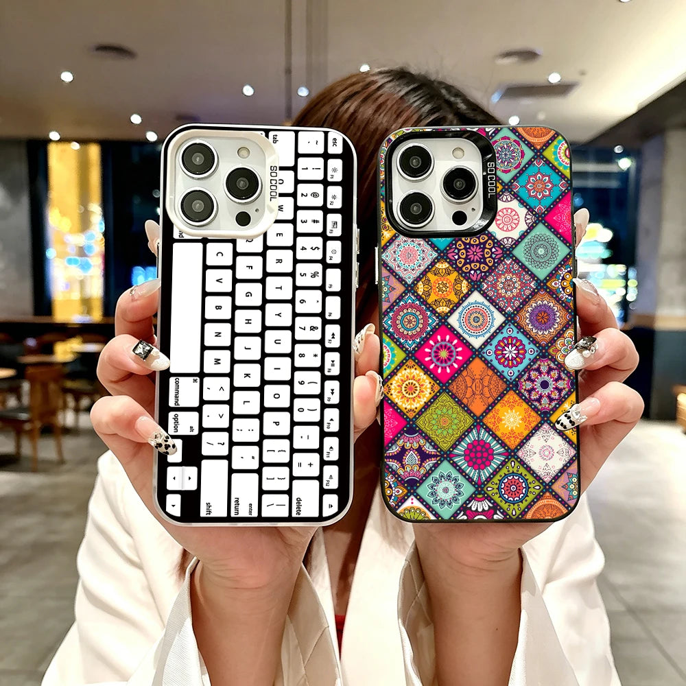 Funny Grid Art Silver IMD Case for iPhone 17 16 15 14 13 12 11 Pro Max