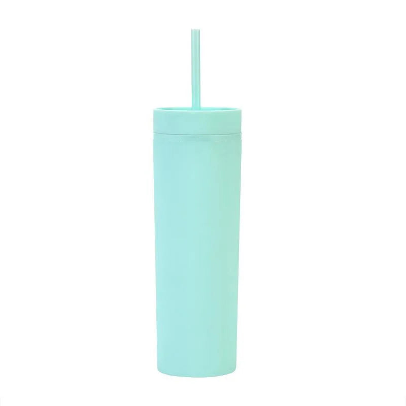 Double Wall Skinny Tumbler 473ml/480ml Cup with Straw & Lid