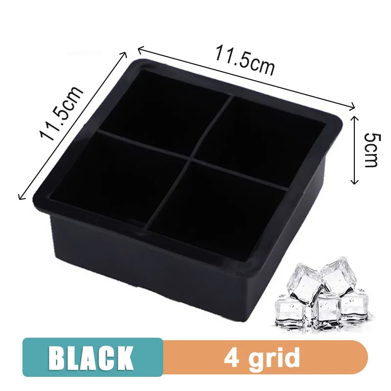 Large Silicone Ice Cube Tray Jumbo Square Ice Maker Mold (4/6/8/15 Grid)