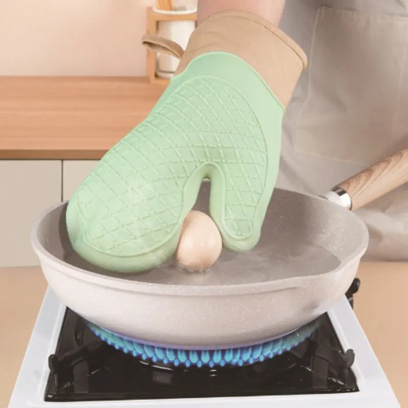 Silicone Insulated Gloves Heat Resistant Anti-Slip Kitchen Oven Mitts