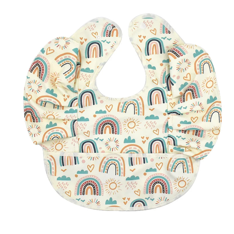 Waterproof Baby Bib with Pocket Soft PU Feeding Bib for Kids