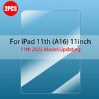 Screen protector for iPad 11th generation on a blue background with text indicating model compatibility.