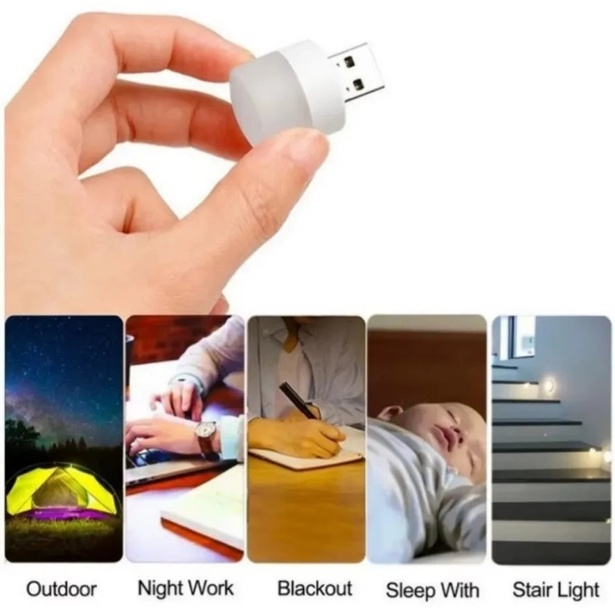 LED Night Light Mini Portable Colorful USB Plug Round Book Lamp