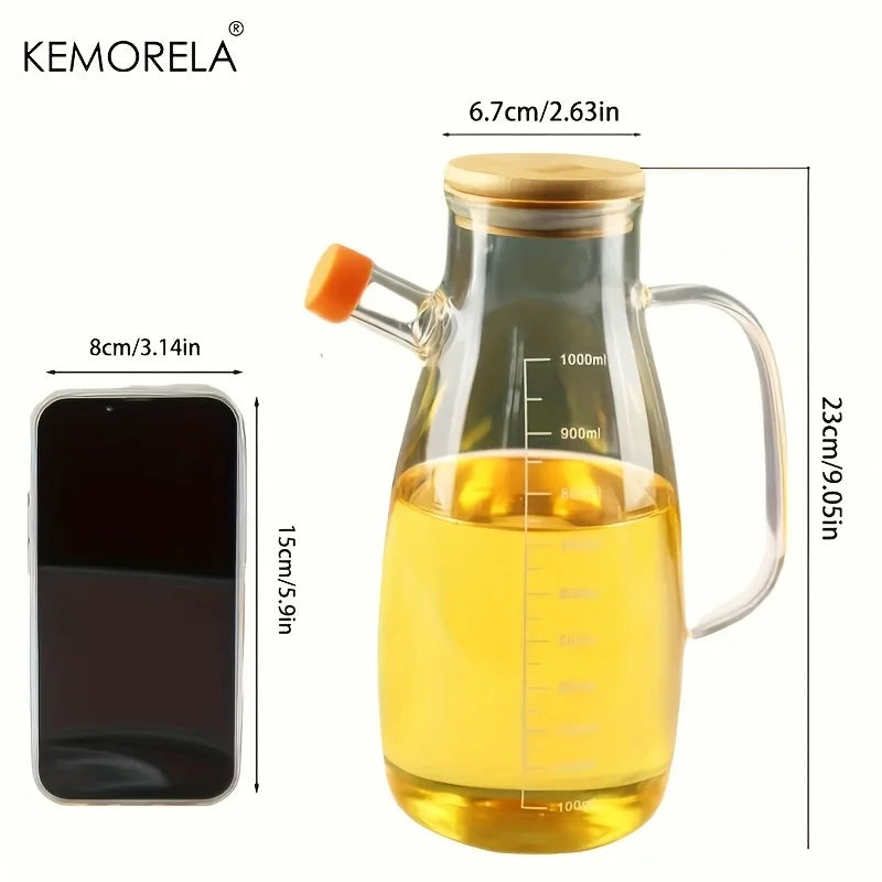 KEMORELA Glass Olive Oil Bottle Leak-Proof Kitchen Oil Dispenser