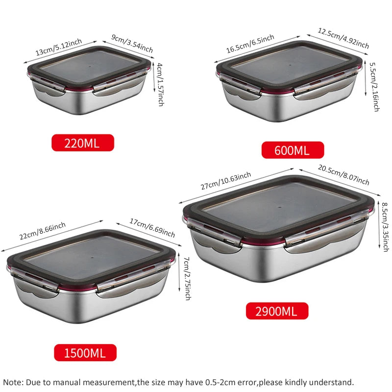 304 Stainless Steel Lunch Box Leakproof Bento Food Storage Travel Box