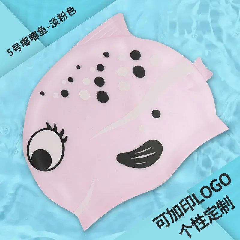 Cartoon Clownfish Kids Silicone Swimming Cap Waterproof Swim Hat