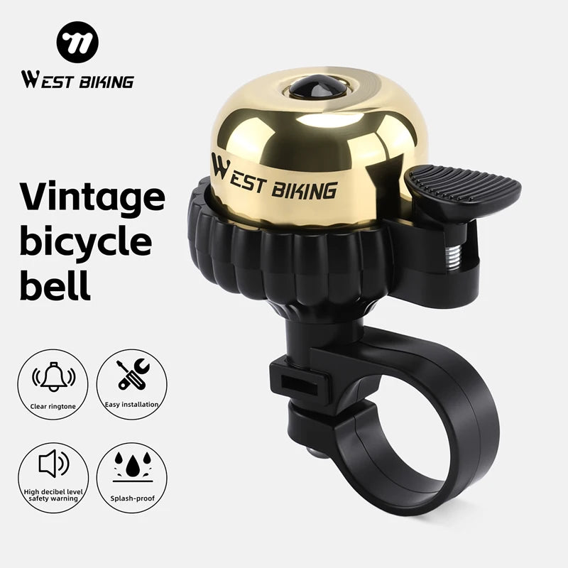 WEST BIKING Mini Thumb Bike Bell Retro Copper Bicycle Handlebar Bell Secondary image