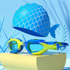Children’s Swimming Goggles Set UK Waterproof Anti-Fog Silicone Swim Cap & Goggles