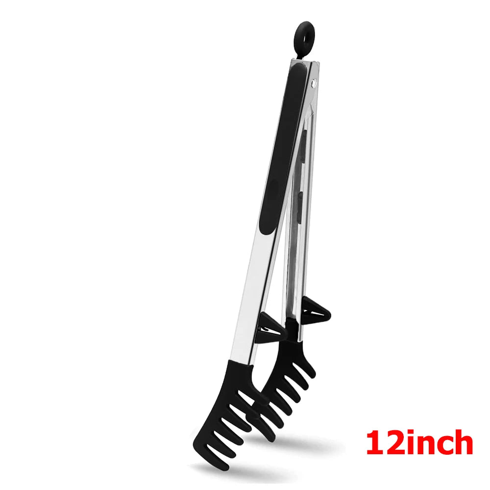 LMETJMA Silicone Kitchen Tongs Non-Stick BBQ, Steak & Pasta Serving Tool