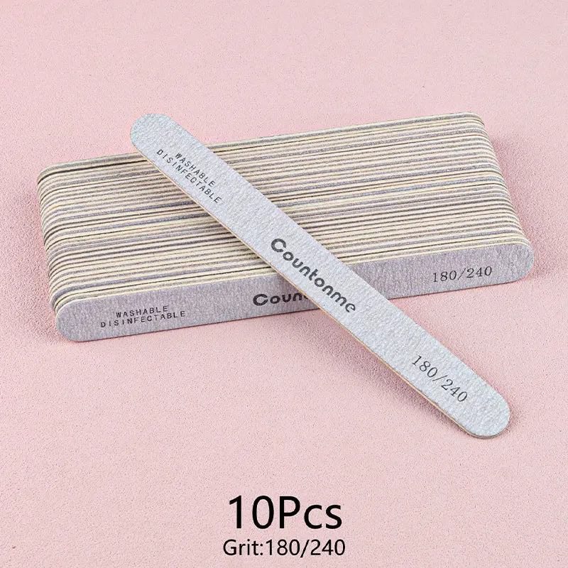 Wooden Nail File Set 100/180 Grit Manicure Pedicure Buffer