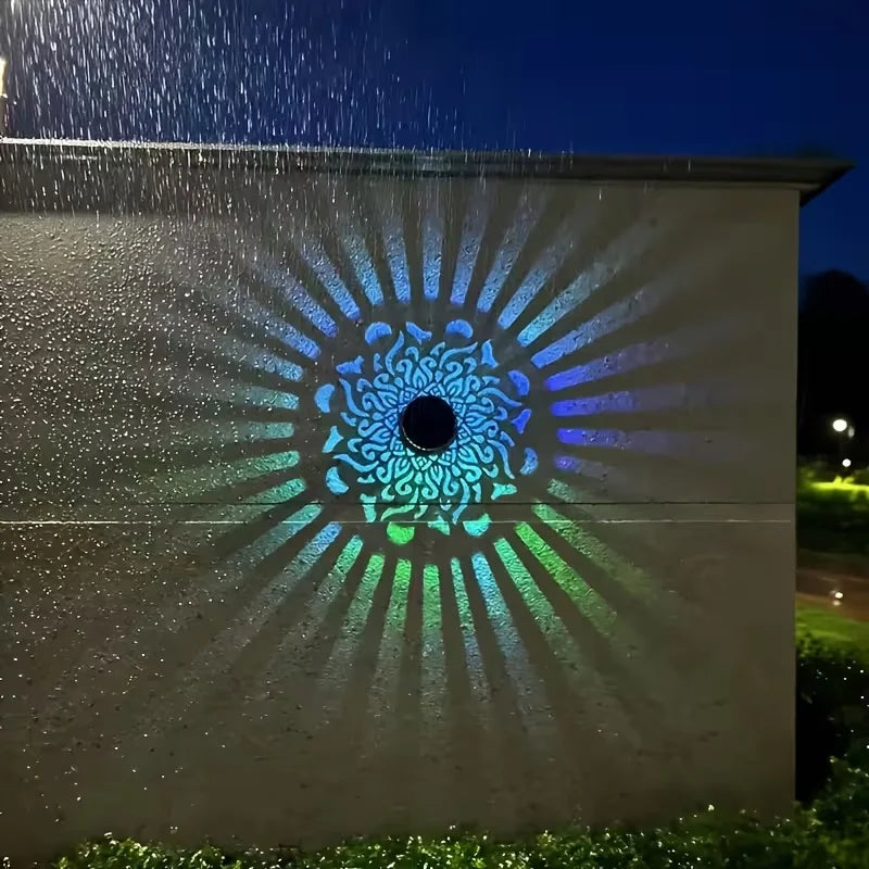 Solar LED Floral Wall Sconce Waterproof Outdoor Projection Garden Light