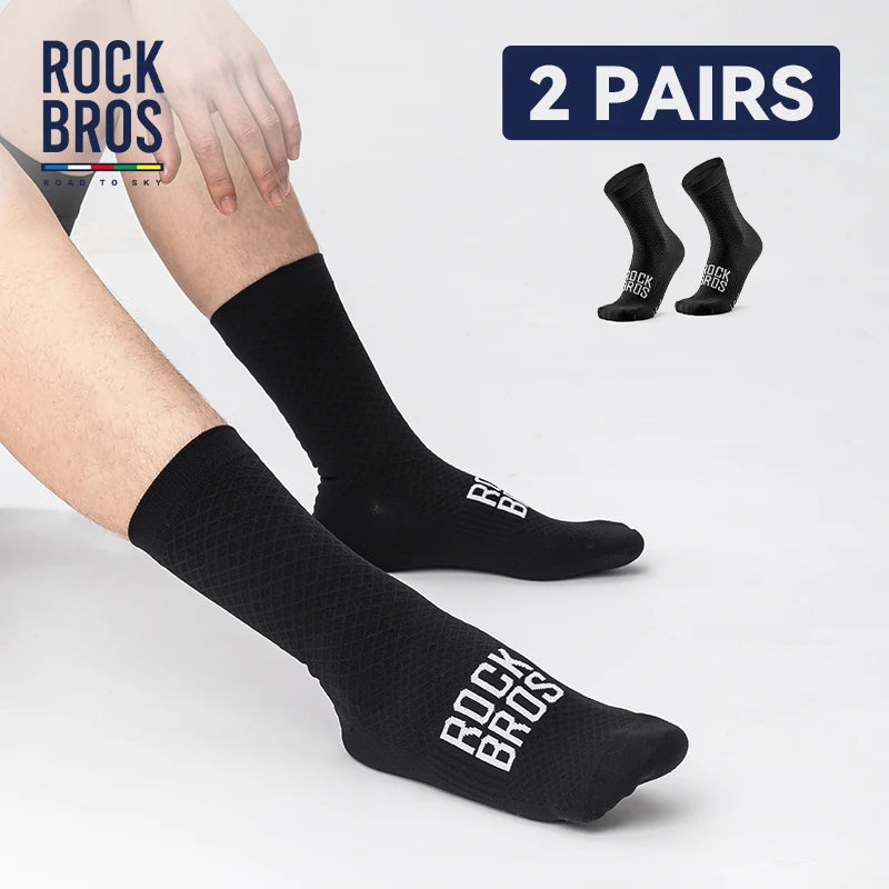 ROCKBROS Cycling Socks Breathable Shock-Absorbing Sports Socks 2 Pairs