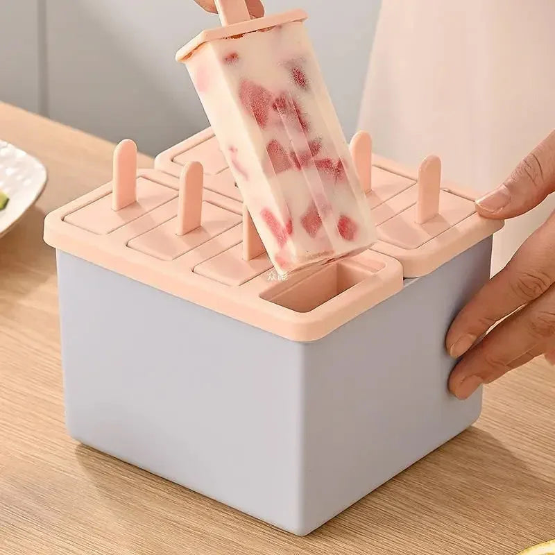 Food Grade Silicone Ice Cream Mold with Lid – BPA Free Popsicle Maker Kit Main image