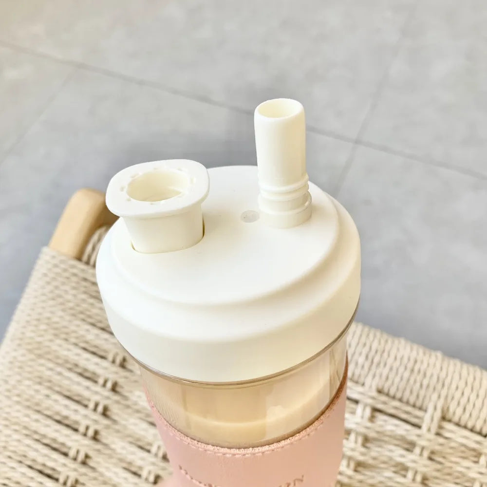 850ml Pearl Milk Tea Cup Cute Large Capacity Straw Water Bottle