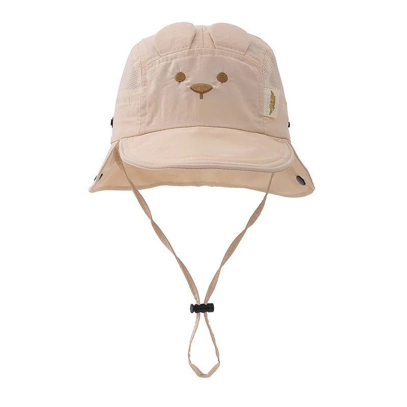 Cartoon Bear Baby Fisherman Hat UK Quick Dry Kids Sun Hat