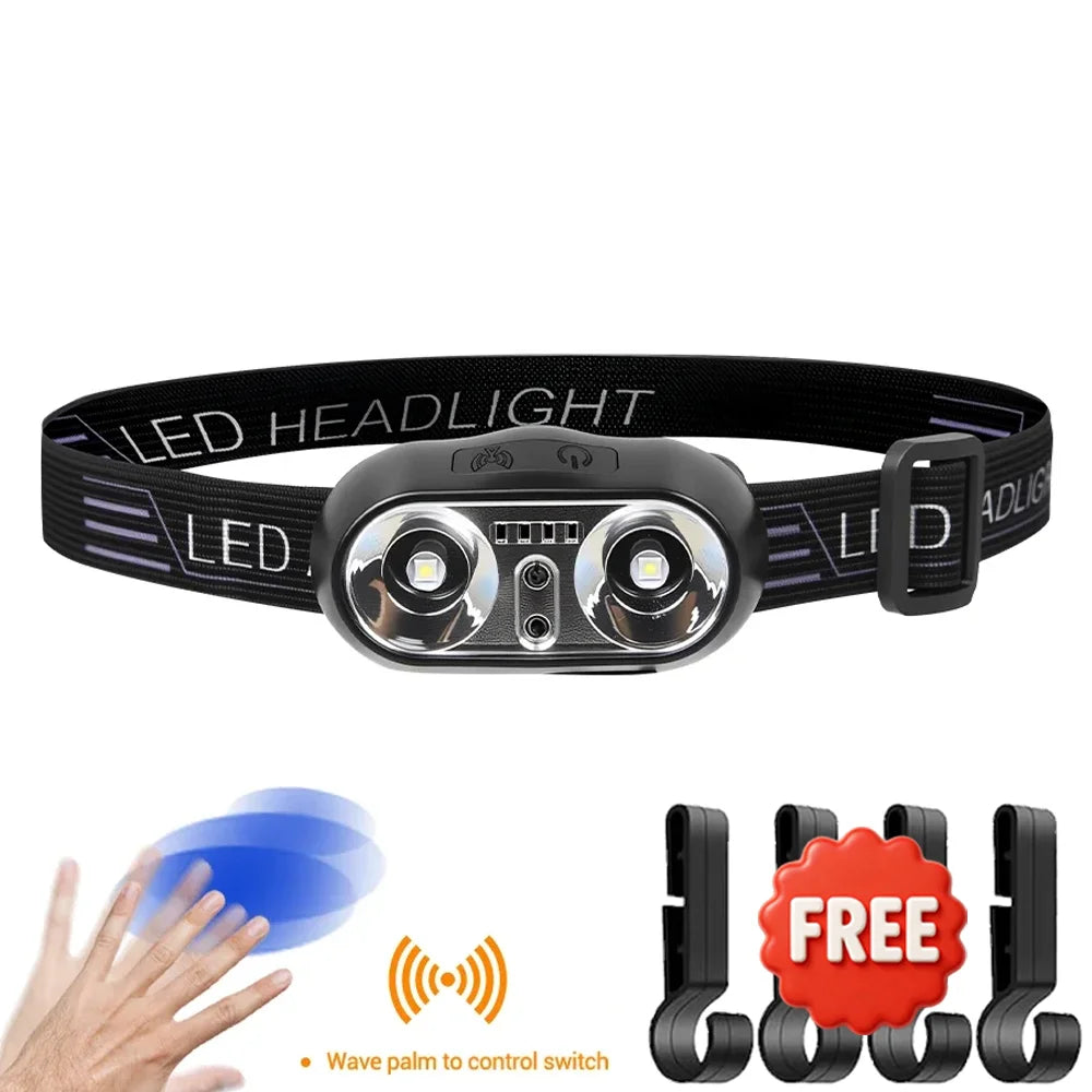 Motion Sensor Rechargeable LED Headlamp Ultra Bright