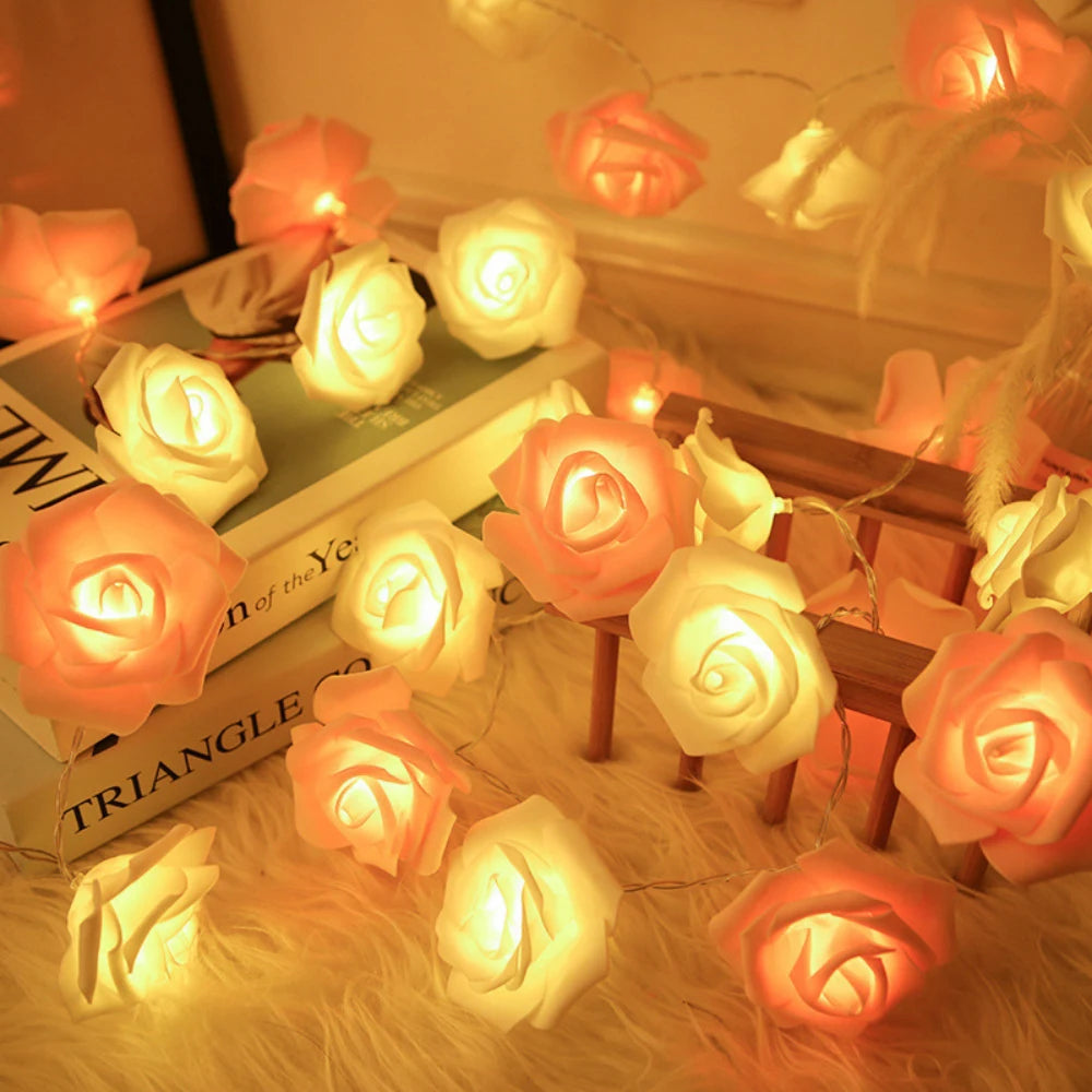 Rose Flower LED Fairy Lights USB String Decoration