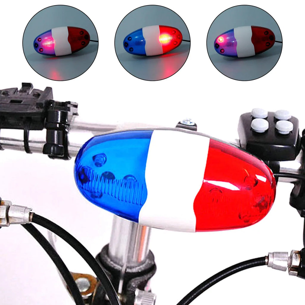 Bicycle Police Siren Horn 6 LED Strobe Light Bike Safety Bell
