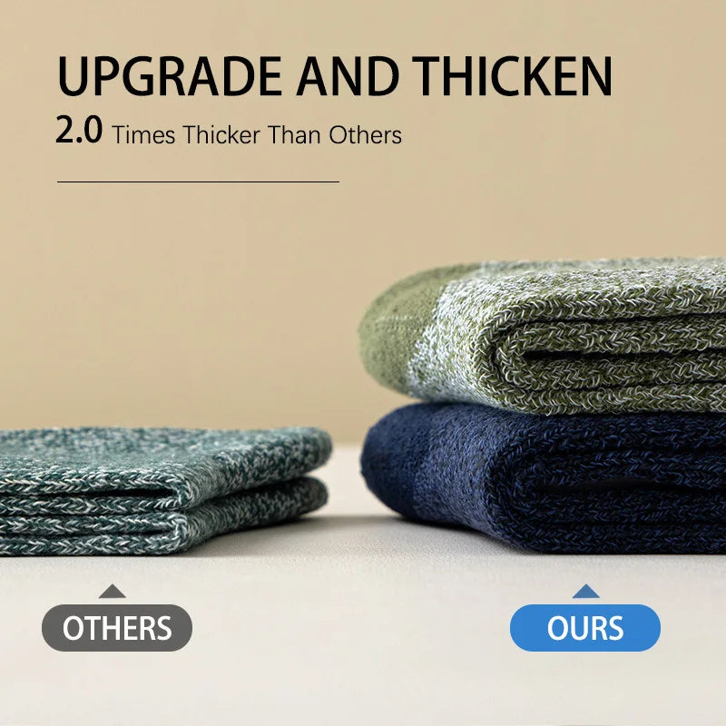 5 Pairs Merino Wool Thermal Socks Men Thick Warm Hiking Winter