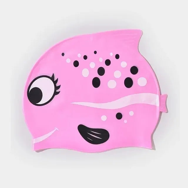Kids Silicone Swimming Cap Waterproof No-Pull Hair Swim Hat