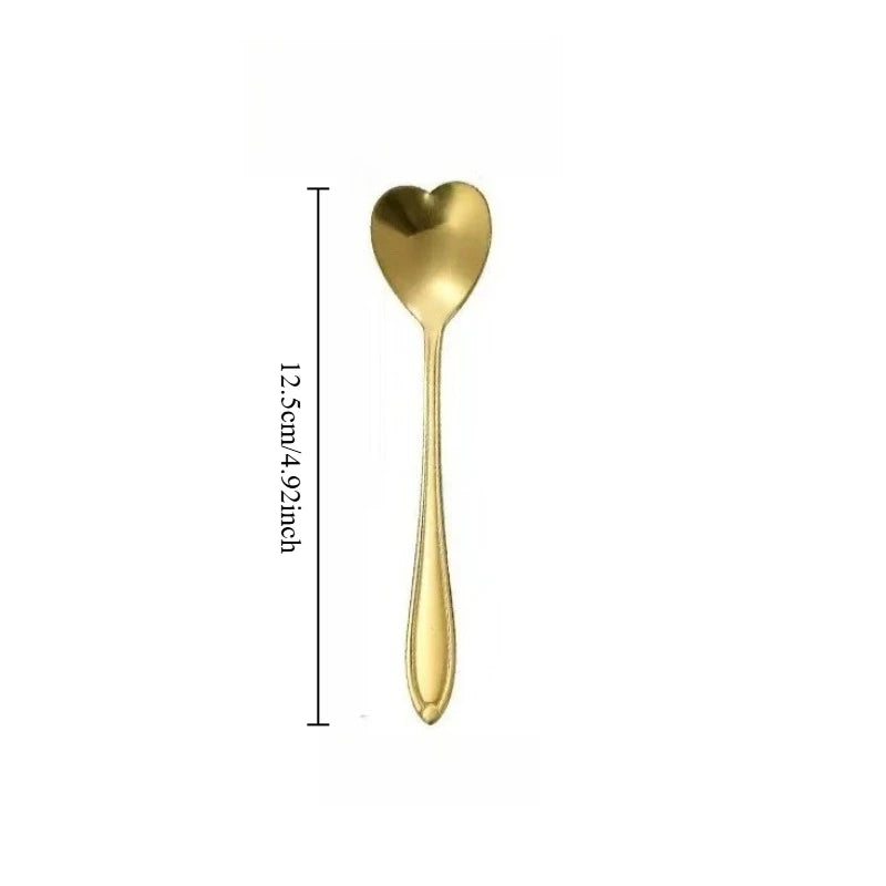 4PCS Heart Shape Stainless Steel Coffee Spoon Set for Drinks