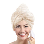 Absorbent Hair Towel Wrap Button Fast Dry Hair Turban for Women