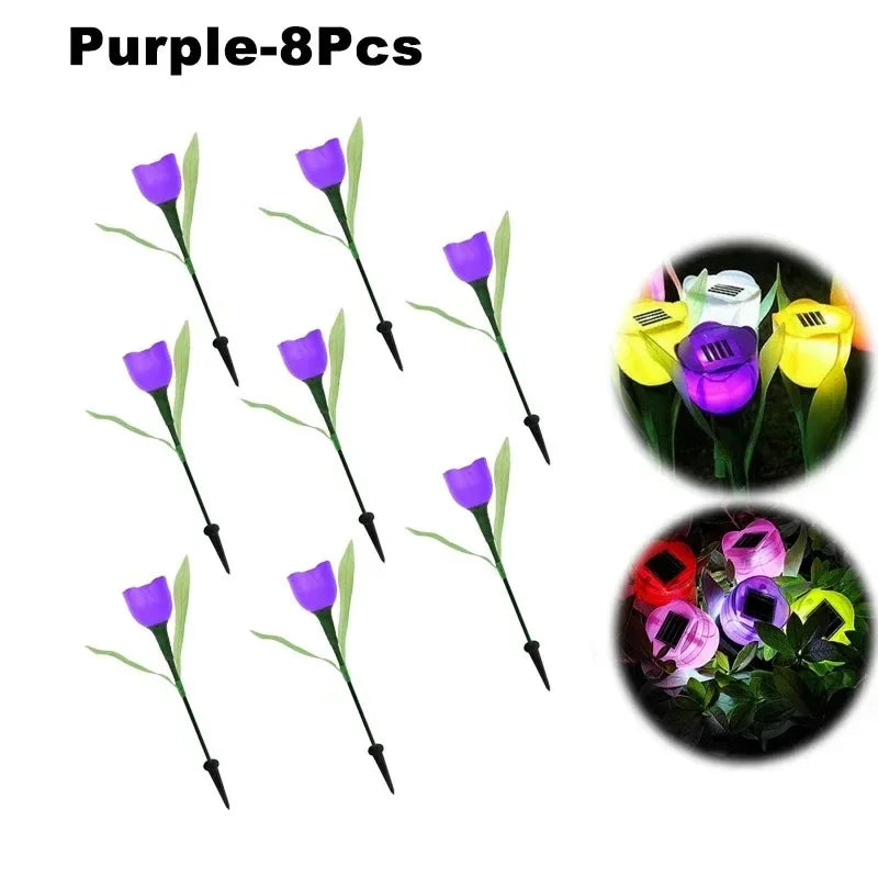 Solar Tulip Rose Flower Lights for Waterproof Garden Decor