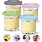 Creami Pints & Lids for Ninja 4-Pack Ice Cream Containers Set