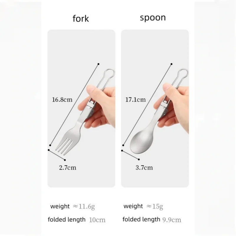 Titanium Foldable Spoon Fork Ultralight Camping & Hiking Spork Tool