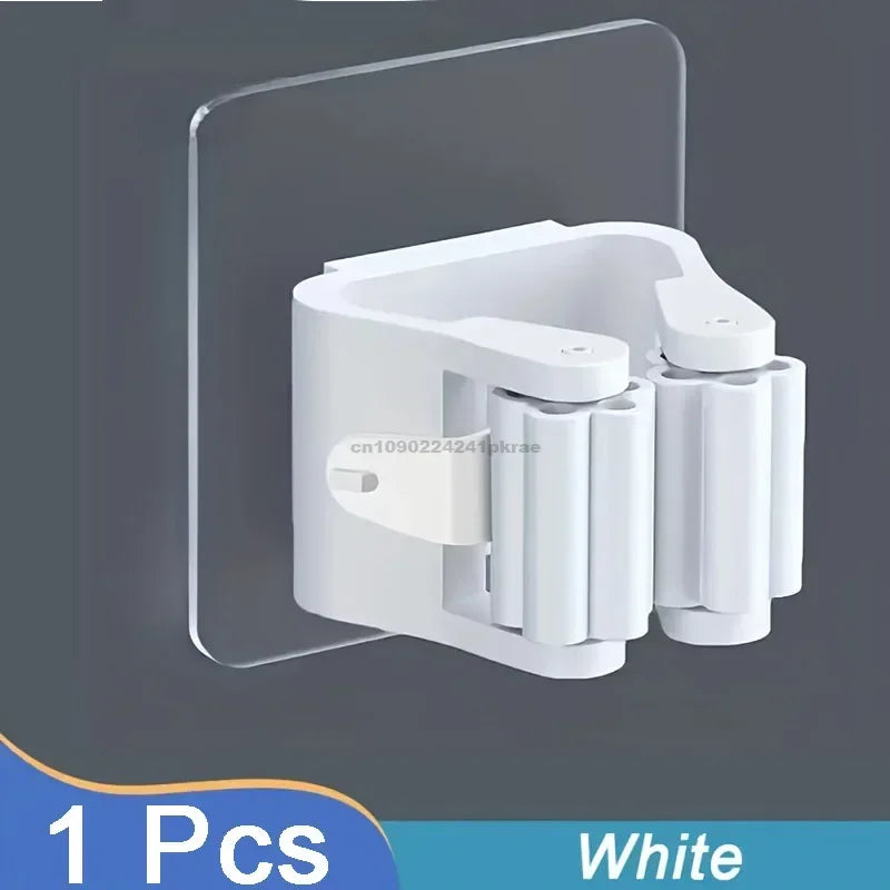 Self-Adhesive Mop Holder Wall Mounted Broom & Mop Organizer