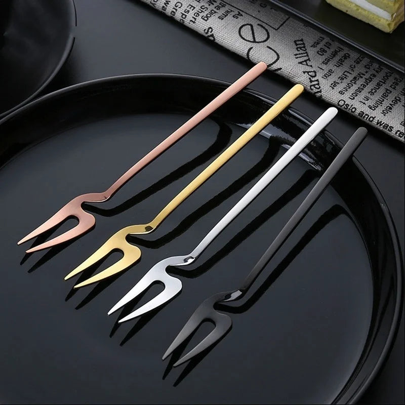 Stainless Steel Fruit Fork Dessert, Salad & Cocktail Pickle Fork Tableware