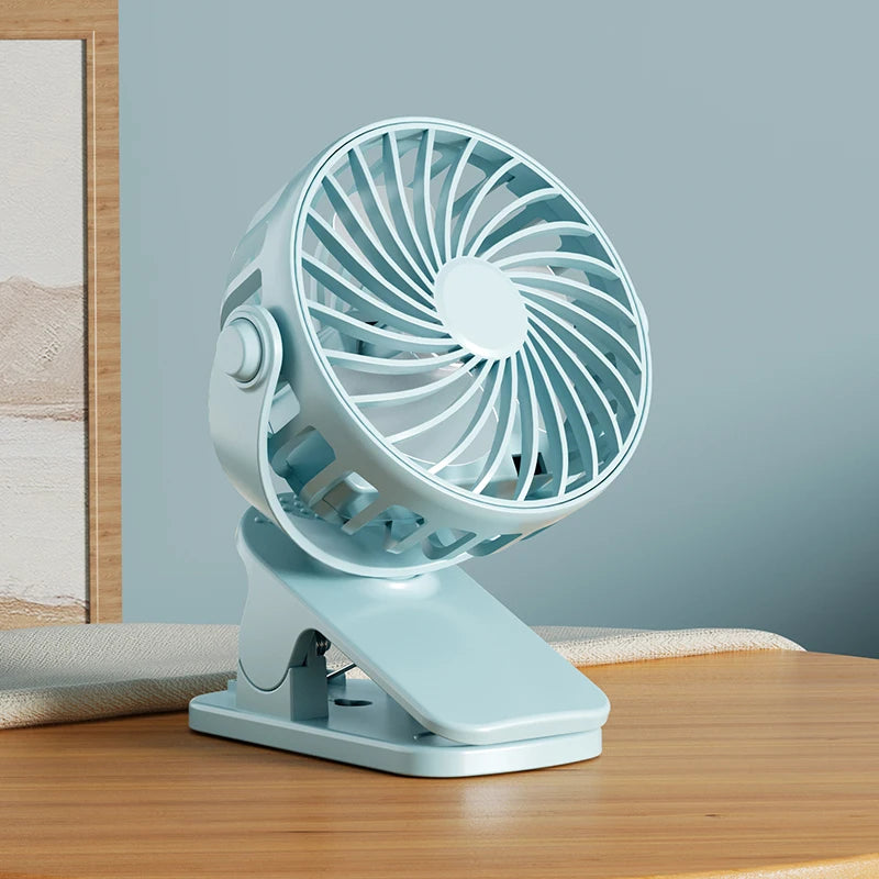 Portable Rechargeable Clip Fan with Night Light 360° 3-Speed USB Main image