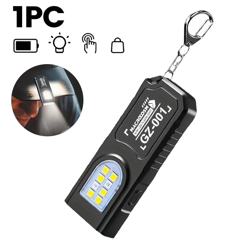 Mini COB LED Keychain Flashlight USB-C Rechargeable