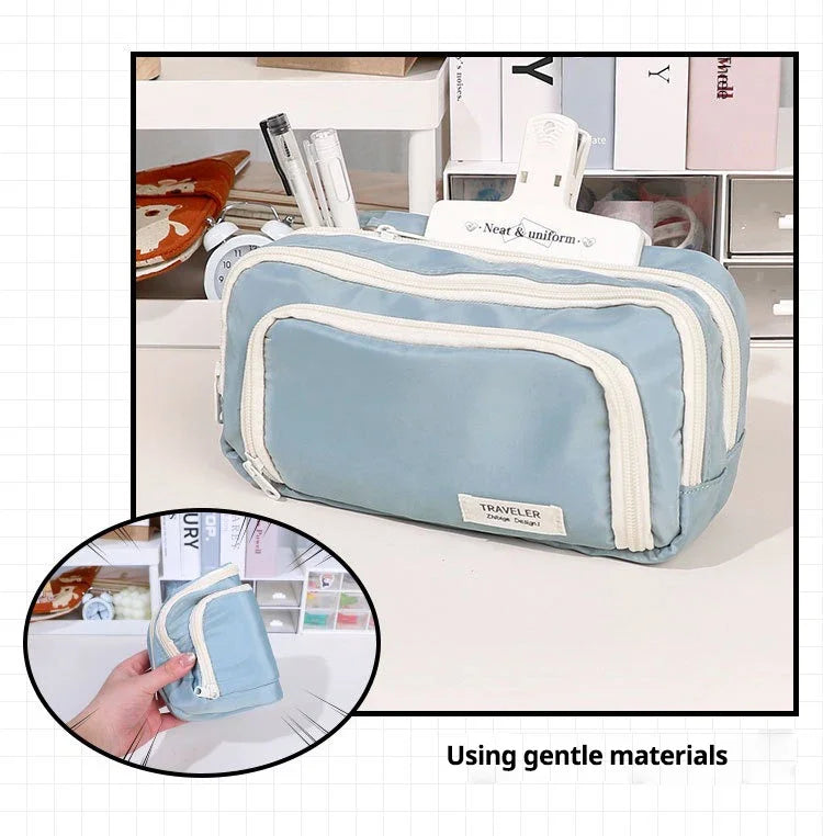 Large Capacity Pencil Case Stationery & Cosmetics Storage Bag
