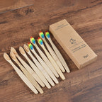 10PCS Bamboo Toothbrush Set Soft Charcoal Bristle Eco Dental Care