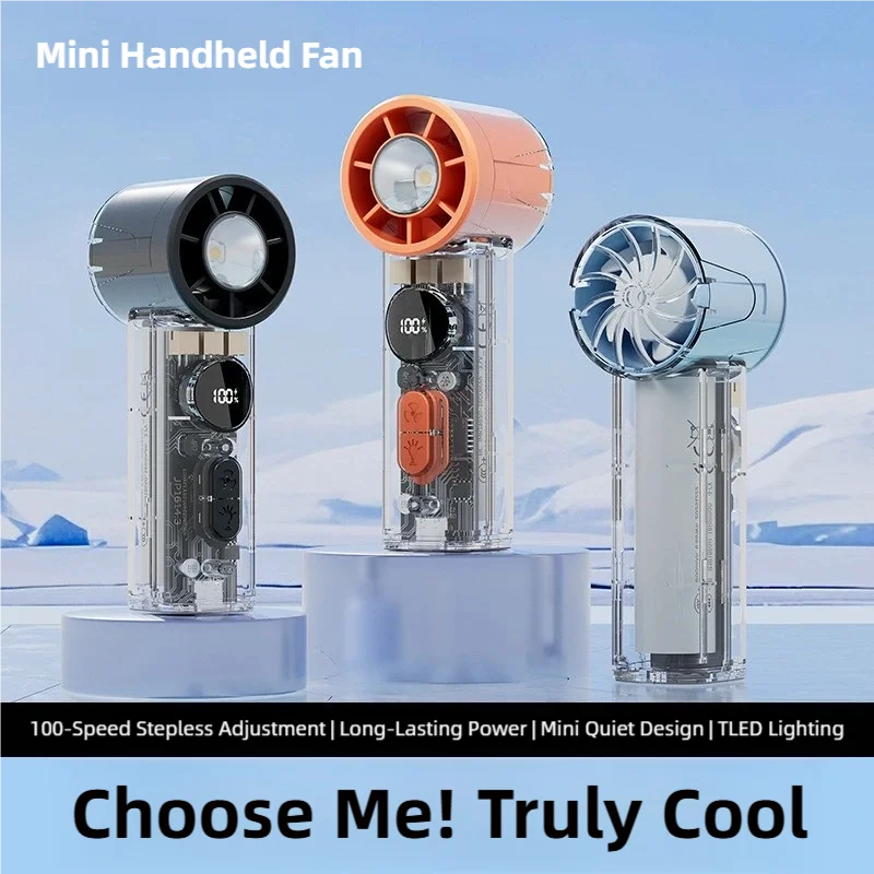 TINSOL Transparent Mini Fan UK 100-Speed USB Rechargeable Fan