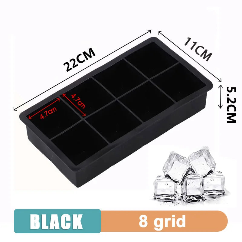 Large Silicone Ice Cube Tray Jumbo Square Ice Maker Mold (4/6/8/15 Grid)