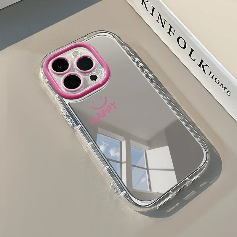 Minimalist Smile Mirror Case for iPhone 17 16 15 14 13 12 11 Pro Max