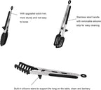 LMETJMA Silicone Kitchen Tongs Non-Stick BBQ, Steak & Pasta Serving Tool