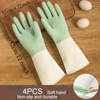4PCS Waterproof Cleaning Gloves Latex Rubber Gloves