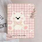 Pink Plaid Puppy Pencil Holder Case for iPad Pro 11 12.9 Mini 6