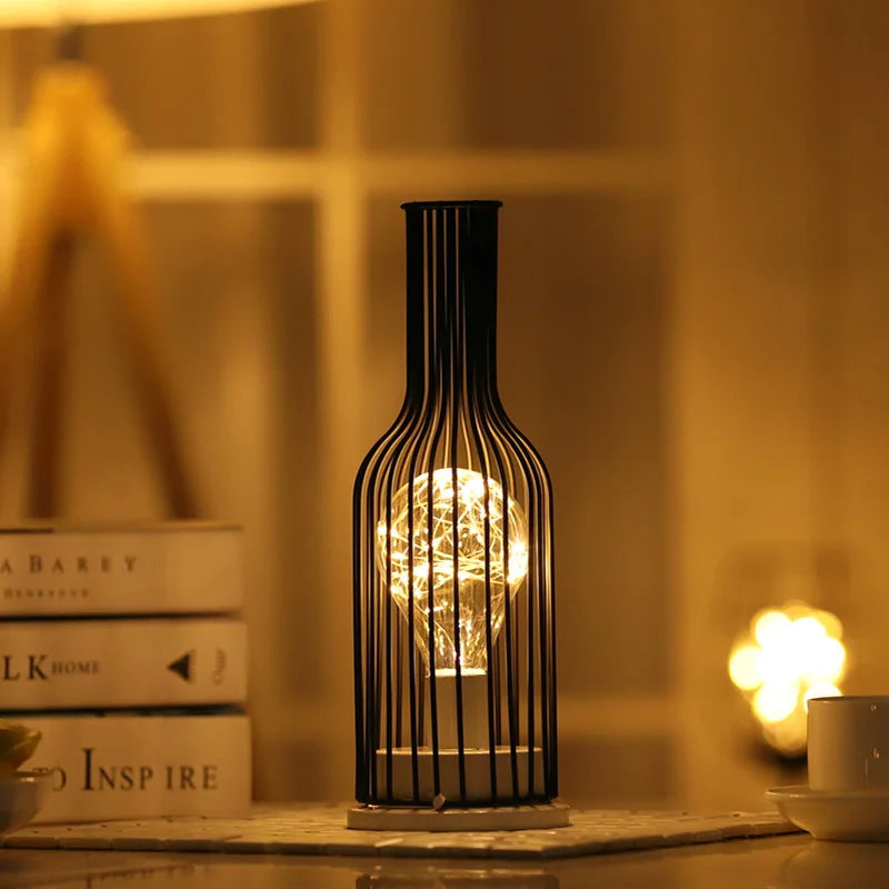 Iron Wire Cage LED Night Light for Bedroom & Living Room