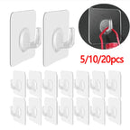 Self-Adhesive Transparent Wall Hooks Heavy Duty Sticky Hooks Set