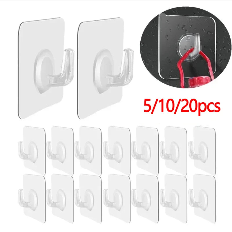 Self-Adhesive Transparent Wall Hooks Heavy Duty Sticky Hooks Set Main image
