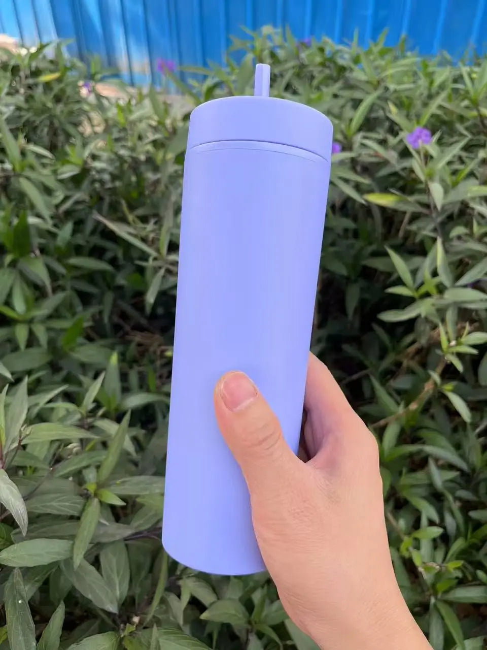 Double Wall Skinny Tumbler 473ml/480ml Cup with Straw & Lid
